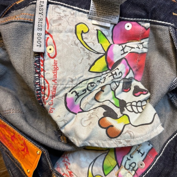 Ed Hardy women's low rise bootcut blue jean's - Picture 6 of 13